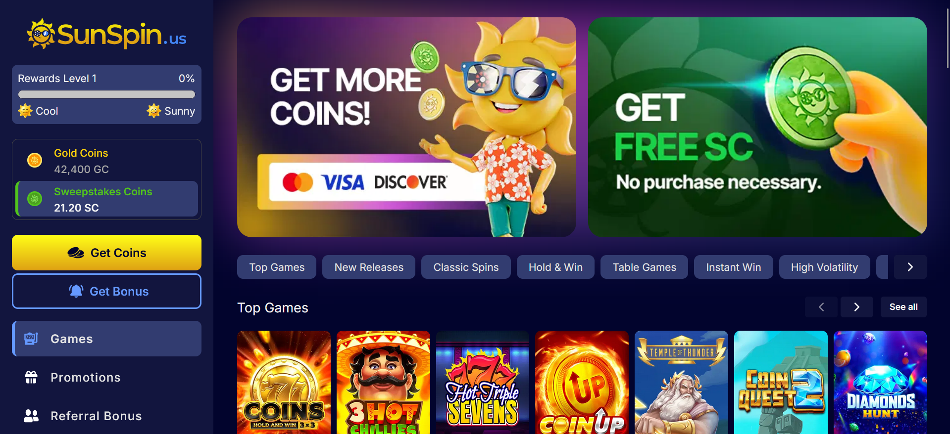 SunSpin.us Social Casino Review - The Sweeps Guy | Casino Reviews